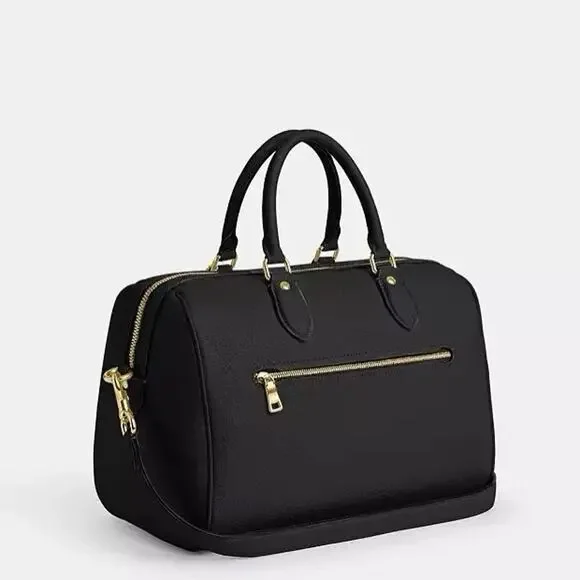 NWT Coach Rowan Large Satchel Bag Leather CV960 Gold/Black - Picture 10 of 11